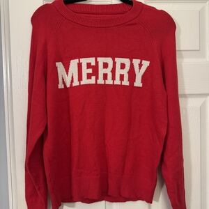 Festive Red 'MERRY' Women's Sweater